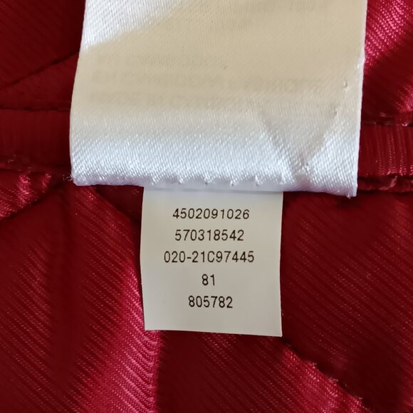 NEW Chico's Women's Deep Red Long Quilted Animal-Print Coat Size 1 US Size 8/10 - Picture 15 of 16